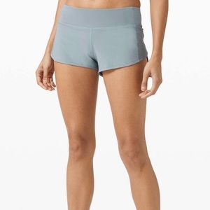 lululemon speed up shorts 2.5 inch size 2 blue cast